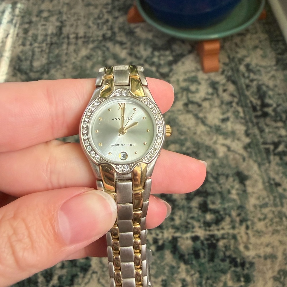 Anne Klein Two-Tone Crystal Accent Bracelet Watch - Gold & Silver